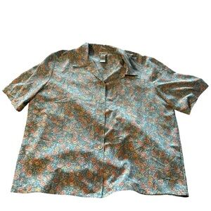 Koret Women's Blue and Orange Floral Button Down Shirt